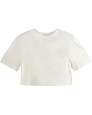 Amomento Top Crop Con Orlo Elasticizzato - Bianco