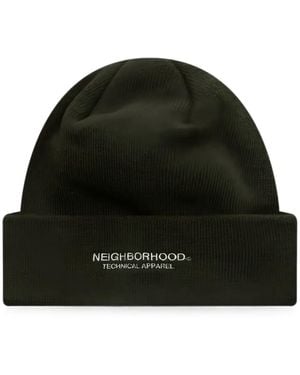 Neighborhood Logo-Embroidered Beanie Hat - Black