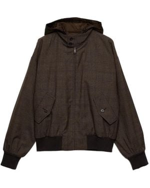 Prada Prince Of Wales Checked Wool Jacket - Brown