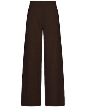 Agnona Cable-Knit Wide-Leg Trousers - Brown