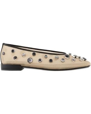 Giorgio Armani Rhinestone-Embellished Ballerinas - Brown