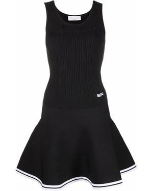 Sonia Rykiel Pointelle Knit Fluted-Skirt Mini Dress - Black