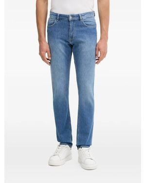 Trussardi Faded-Effect Logo-Patch Jeans - Blue