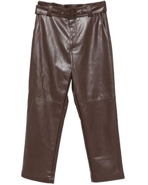 Twinset Belted Faux-Leather Trousers - Grey