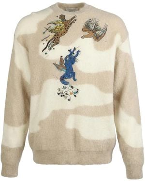 Valentino Garavani Long-Sleeve Patterned Crew-Neck Jumper - White