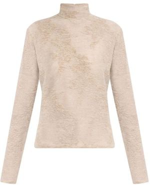 Ganni High-Neck Button Jumper - White
