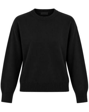 SOLOTRE Ribbed-Trim Drop-Shoulder Sweater - Black