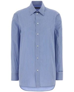 Balenciaga Camisa Con Logo Bordado - Azul