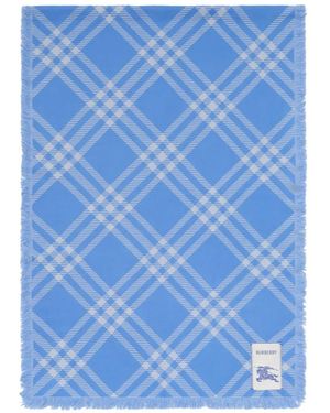 Burberry Wide Check Wool Silk Scarf - Blue