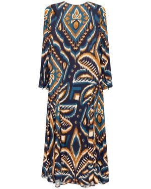 FARM Rio Long Sleeve Satin Maxi Dress - Blue