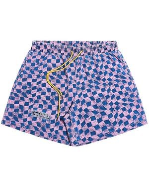 DIET STARTS MONDAY Warped Chequered Shorts - Blue
