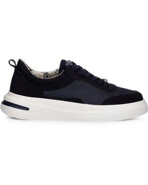 Guess Logo-Plaque Paneled Sneakers - Black