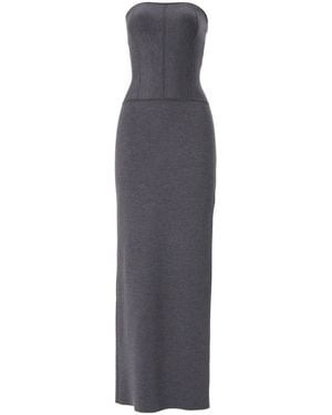 Carolina Herrera Strapless Corset Wool-Blend Dress - Blue