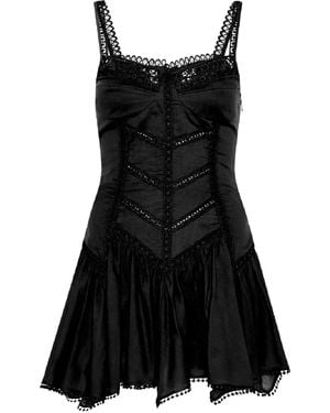 Charo Ruiz Lira Heart-Neckline Ruffled Mini Dress - Black