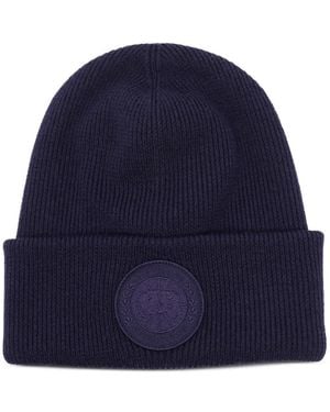 Canada Goose Logo-Patch Wool Beanie - Blue