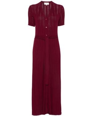 Bompard Vestido Largo Con Cinturón - Rojo