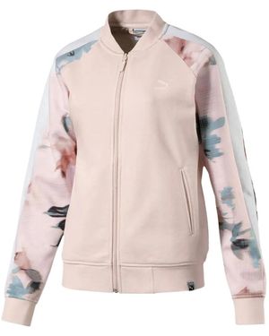 PUMA Floral-Sleeve Logo-Detail Sweatshirt - Pink