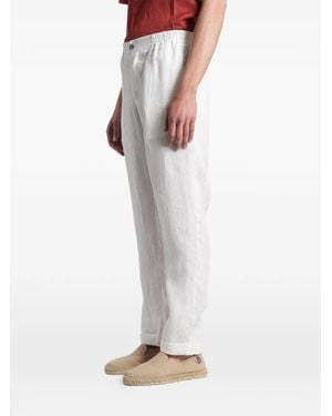 Alpha Studio Elasticated-Waistband Straight-Leg Pants - White