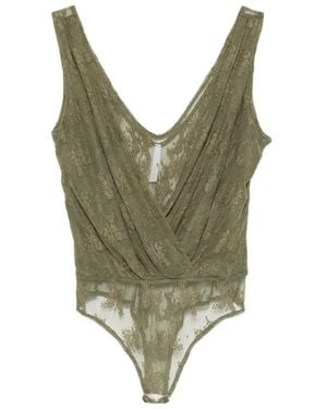 Imperial Lace V-Neck Top - Green