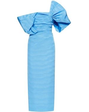 Oscar de la Renta Asymmetric Gathered Dress - Blue