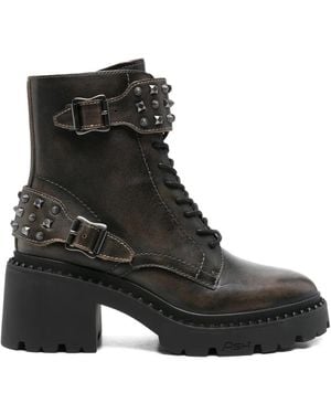 Ash Stud-Embellished Buckled Boots - Black
