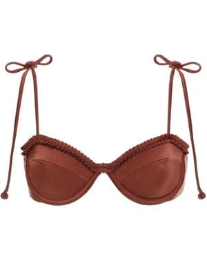 Agua Bendita Madelyn Ruffled-Trim Bikini Top - Brown