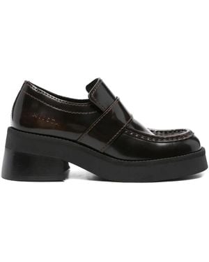 Miista Lib Leather Platform Loafers - Black