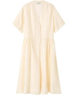 Lee Mathews Kline V-Neck Midi Dress - Natural