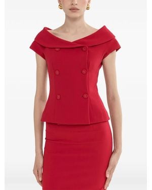 Nissa Off-Shoulder Fitted Blazer - Red