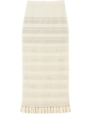 Twinset Jupe Mi-Longue En Maille À Ourlet Volanté - Neutre
