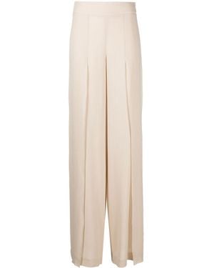 Akris Side-Slit Layered Silk Trousers - Natural