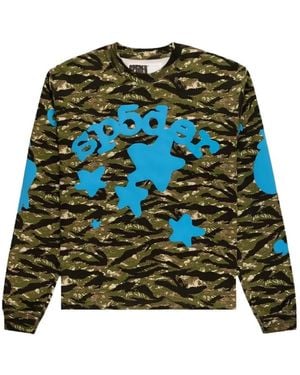 Sp5der Beluga Tiger Camouflage-Print Sweatshirt - Green