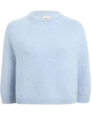 KHAITE Sabina Crew-Neck Cropped Sweater - Blue