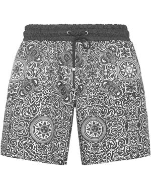 Billionaire Graphic-Print Swim Shorts - Grey