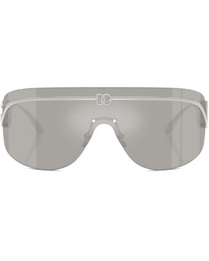 Dolce & Gabbana Logo-Plaque Shield Sunglasses - Grey
