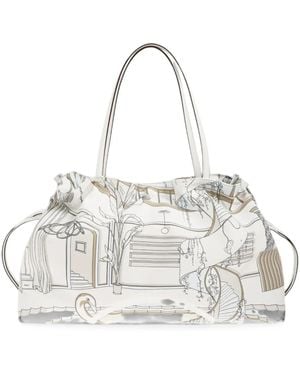 Tory Burch Large Ella Drawstring Tote Bag - White