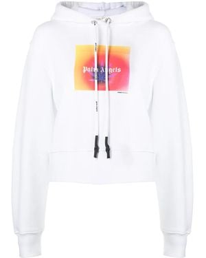 Palm Angels Hoodie À Logo Imprimé En Dégradé - Blanc