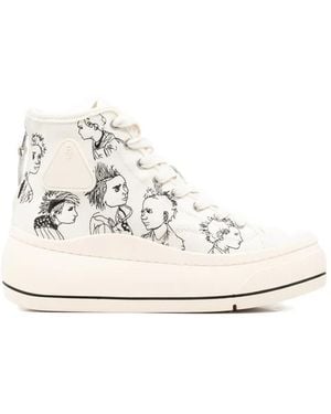 R13 Kurt Illustration Hi-Top Sneakers - White