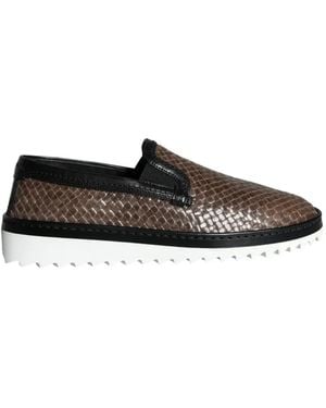 Dolce & Gabbana Woven Leather Trainers - White