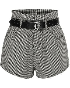 R13 Shorts Con Motivo Pied De Poule - Gris