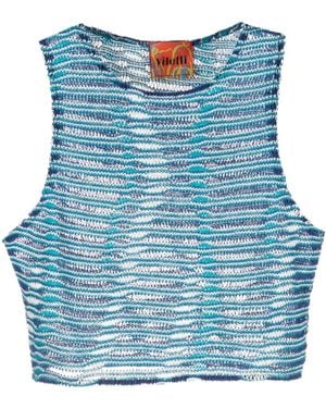 VITELLI Top Corto Semi Trasparente - Blu