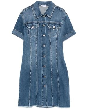 Liu Jo Frayed Denim Midi Dress - Blue