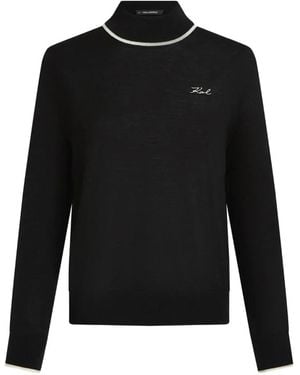 KARL LAGERFELD Wool Turtleneck Sweater - Black
