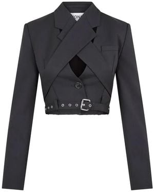 Monse Belted-Waistband Cropped Jacket - Black
