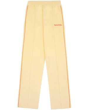 Sporty & Rich Logo-Embroidered Terrycloth Track Pants - Yellow