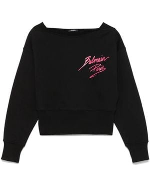 Balmain クロップド スウェットシャツ - ブラック