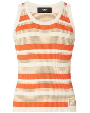 Fendi Striped Logo Vest - Orange