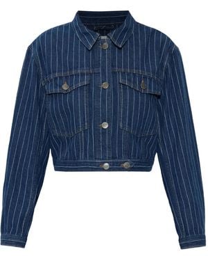 Munthe Lindy Pinstripe Cropped Jacket - Blue