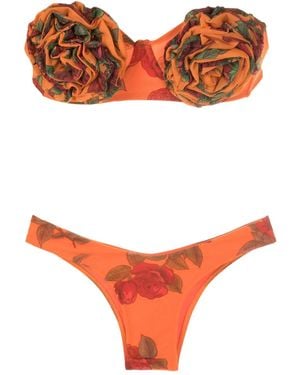 Amir Slama Bikini Met Bloemenpatch - Oranje