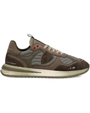 Philippe Model Mesh-Panelled Running Trainers - Brown